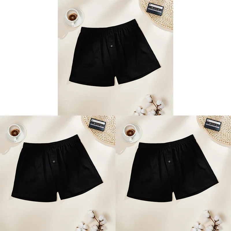 3PCS 100% Cotton Solid Color Men's Aro Pants Breathable Comfortable Men's Panties Home Leisure Men's Underwear Loose Fit Shorts