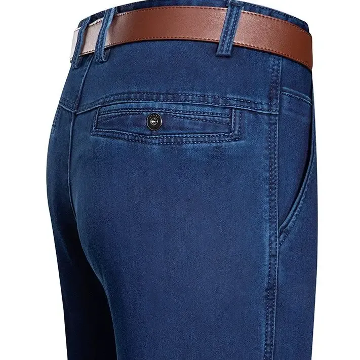 Spring and Summer Middle-aged Jeans High-end Elastic Loose High-waisted Jeans Male Dad Pants Business Jeans — image 2