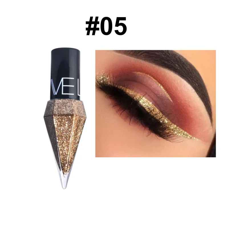 Pearlescent Diamond Liquid Eyeliner Shimmer Waterproof Long Lasting Glitter Silver Color Easy to Wear Eye Pencil Korean Makeup