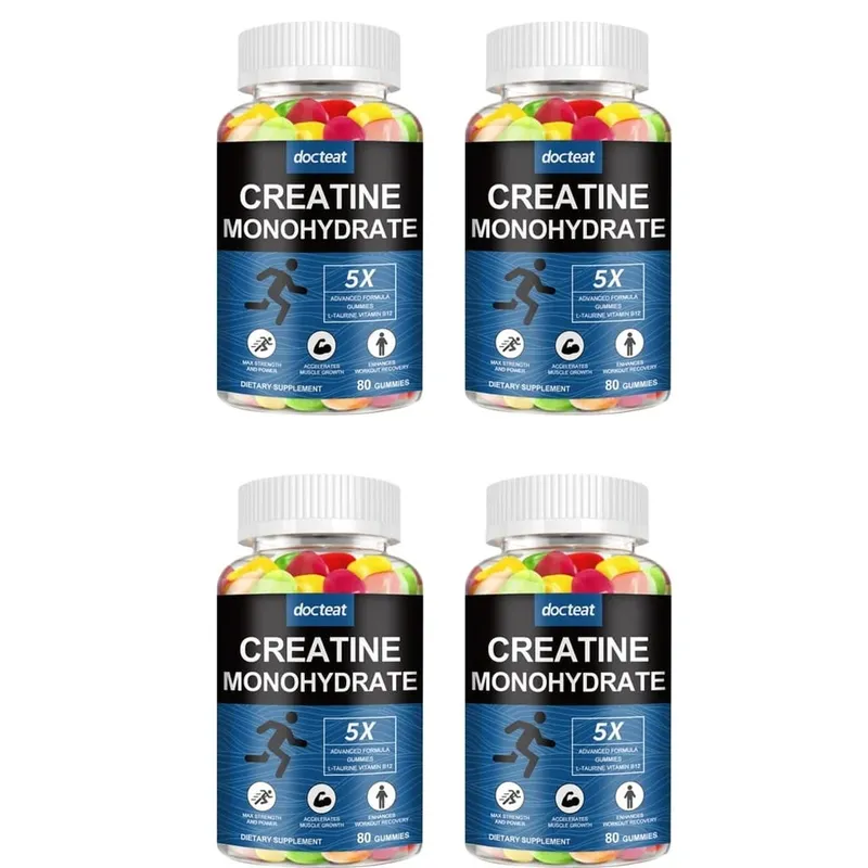Docteat Creatine Monohydrate Gummies Chewable for Strength and Power Supports Muscle Growth and Workout Recovery 80 Gummies