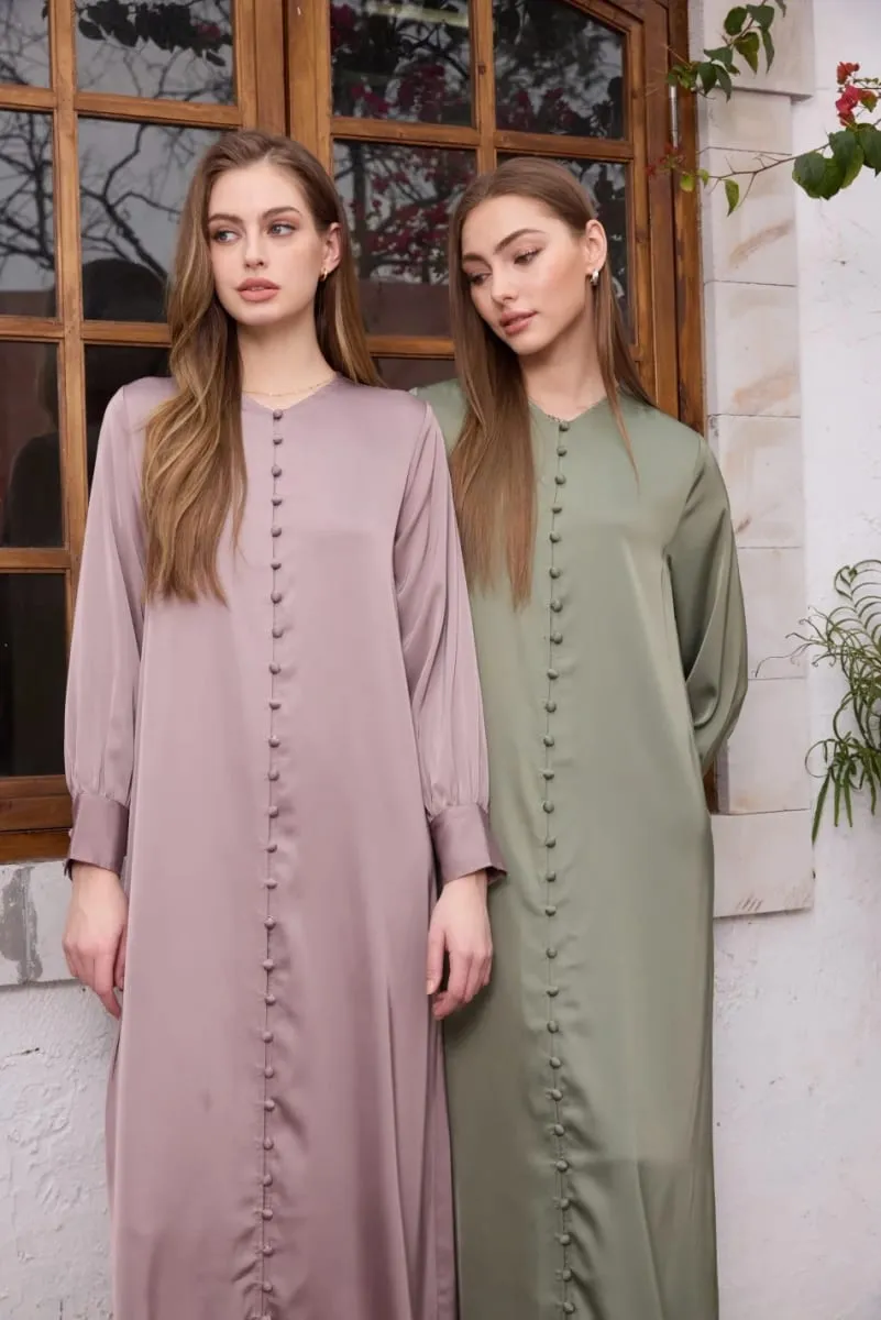 AS SS26 vestido de satén ligero con botones de bolas, ropa ligera de mujer elegante de tela súper cómoda — image 4