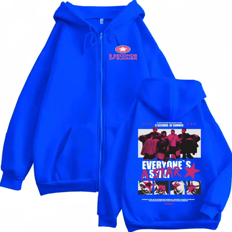5 Seconds of Summer Everyone's A Star 2026 World Tour Zipper Hoodies Mantel Männer Frauen Harajuku Hip Hop Rock Punk Jacke Sweatshirt