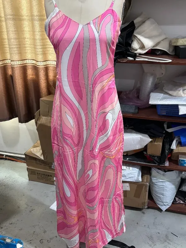 Moda Baskılı Halter Uzun Elbise Kadınlar için Zarif Kolsuz Backless Ince Bodycon Maxi Elbiseler Şık Yaz Plaj Parti Elbiseler — image 9