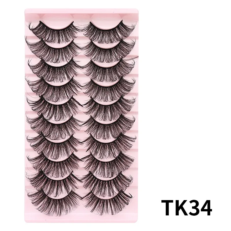 10 Pairs Russian DD Curl Bulk Fluffy Strip Lashes Natural Soft False Eyelashes Reusable Handmade Eye Lashes for Daily&Party