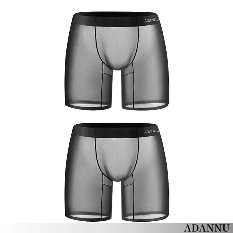 Seluar Dalam Lelaki 0.01mm Ultra Nipis Seluar Dalam Boxer Panjang Penyejuk Sutera Ais Seluar Dalam Kecergasan Gim Lutsinar Seluar Dalam Jaring Lancar