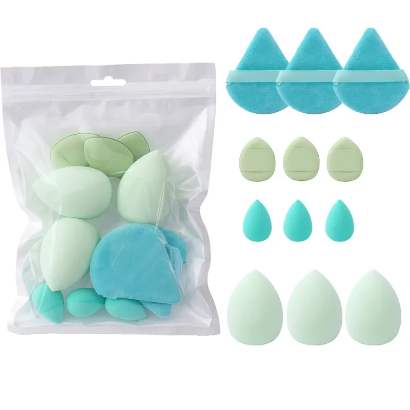 12Pcs Soft All-Purpose Makeup Sponge Set 4Types Beauty Tools Cosmetic Puff Dry Wet Dual Use Foundation Sponges Powder Puff