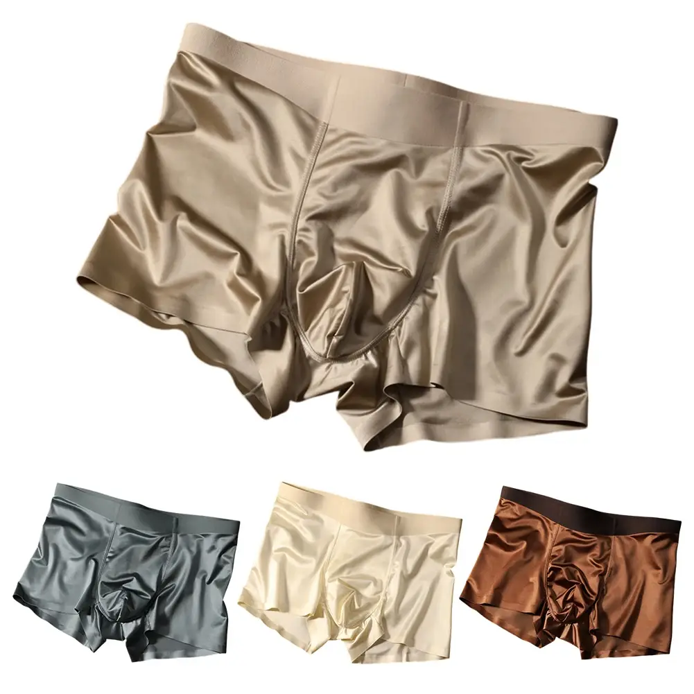 1pc Mens Seamless Boxershorts Breathable Crotch Panties Ice Silk Boxer Shorts Comfortable Satin Men's Underwear Briefs — image 10