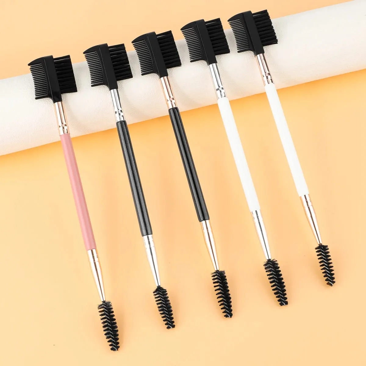 1/2/5 STK 3 hoved øjenbryn øjenvipper Shaper Dobbelt hoved børste Makeup Grooming Tool Kosmetik med 3 forskellige Spoolie børster — image 2