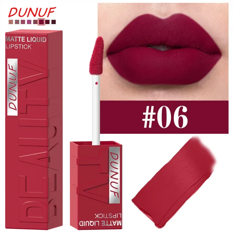 8-Color Lip Matte Smooth Easy-to-Apply Square Gloss Tube Velvet Waterproof Three-Dimensional Sexy Plumping Lipstick Makeup