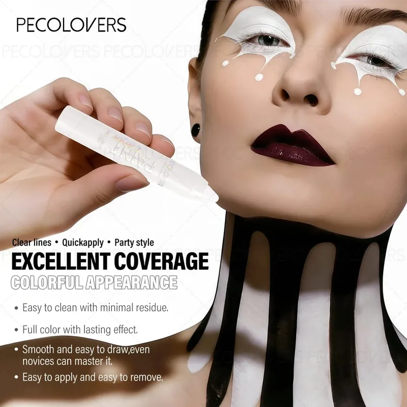 8PCS Facial Painting Suit Multi-color Paint Pen+eyeliner Pen+lipstick+makeup Tool Waterproof Suitable for Holiday Makeup — image 6