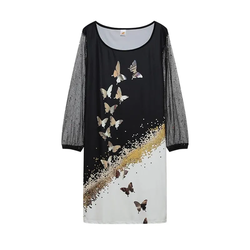 2024 New Spring-style Round Neck Sequins Perspective Gauze Lady Dress — image 13