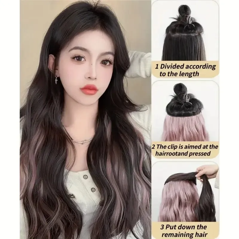 Curly water waves a four-cal highlight hair extension invisible synthetic hair extensions natural and traceless