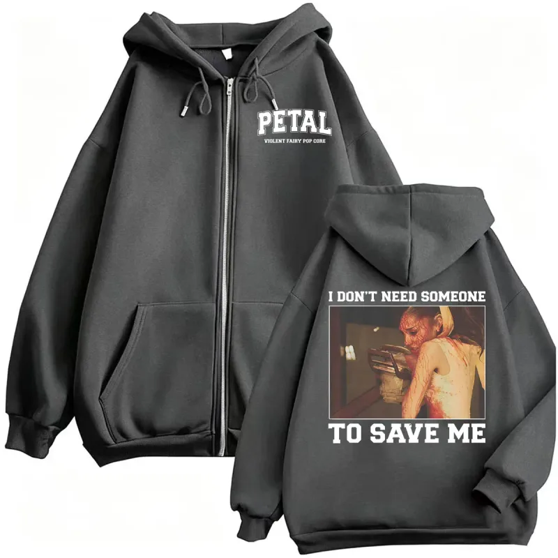 Ariana Grande Petal Core I Don't Need Someone To Save Veste Sweatshirts Manteaux Hommes Femmes Casual Confortable Haute Qualité Zipper Hoodies