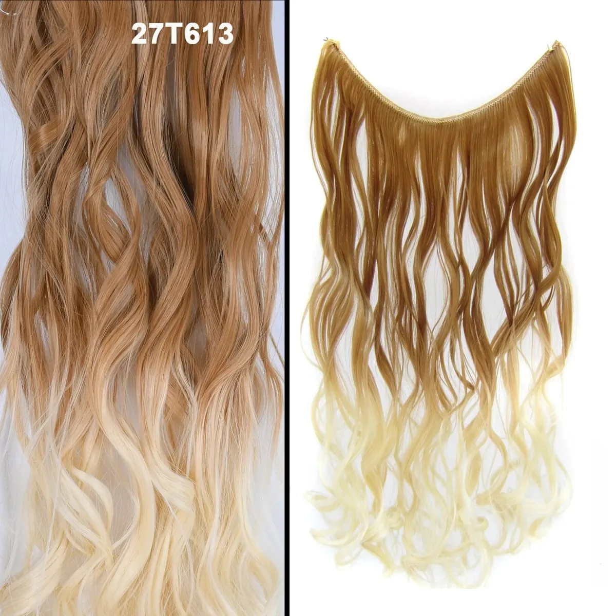 Jeedou Wavy Hair Extension Elasticity Invisible Wire Fish Line One Piece No Clips Synthetic Hairpieces Ombre Color For Ladies