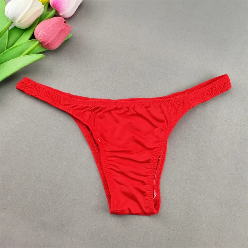 Narrow Waist Seamless Ice Silk Briefs Men Sexy Transparent Underwear Low Waist Bikini Panties Adult Lingerie
