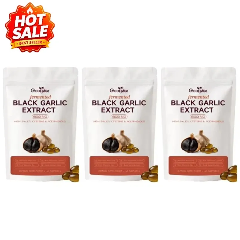 Googeer fermenteret sort hvidløgsekstrakt 6000MG Softgels Antioxidant Immunstøtte S-Allyl Cystein Mænd Kvinder 60 Softgels 60 dage