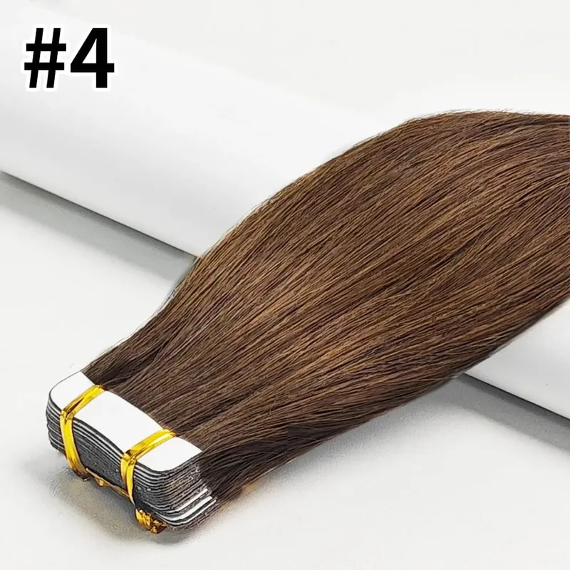 Colored Bone Straight Tape In Hair Extensions 100% Human Hair Invisible Seamless Skin Weft Tape In Human Hair Extensions 26 Inch