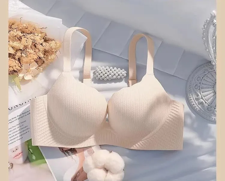 High Quality Thick Padded Wirefree Bra Set Women Seamless Solid Gathering Lingerie Comfort Push Up Effect Perfect for Smaller