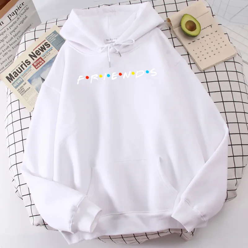 Sitcom Movie Friends Printed Mens Hoody Korean Fleece Sweatshirt Simple Crewneck Hooded Street Oversize Autumn Men's Clothes
