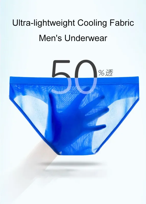 Men's Ice Silk Briefs Thin Quick Drying Underwear Low Waist Solid Color Underpants Male Sexy U Bulge Pouch Breathable Panties
