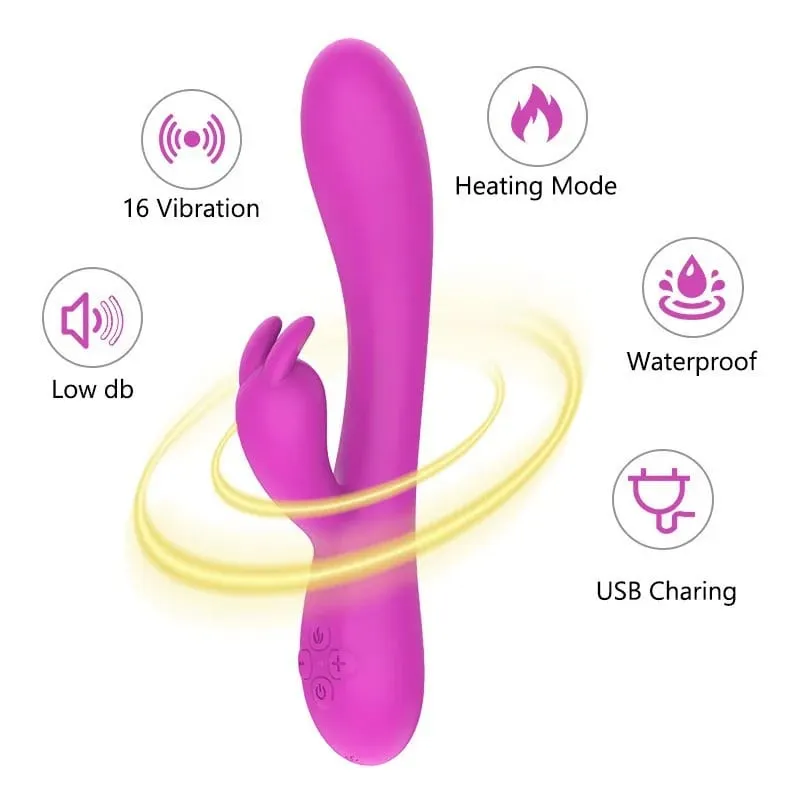 USB Charging Heating AV Rabbit Dildo Vibrator Vagina Clitoris Stimulator G-Spot Adult Game Sex Toys for Women Female Masturbator — image 2