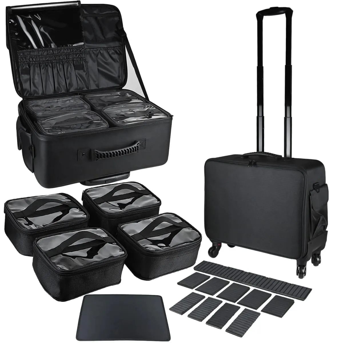 Large Capacity Makeup Trolley Case Multifunctional Oxford PU Satchel Rolling Tool Box for Beauty Nail Art Tattoo Fashion Luggage — image 4