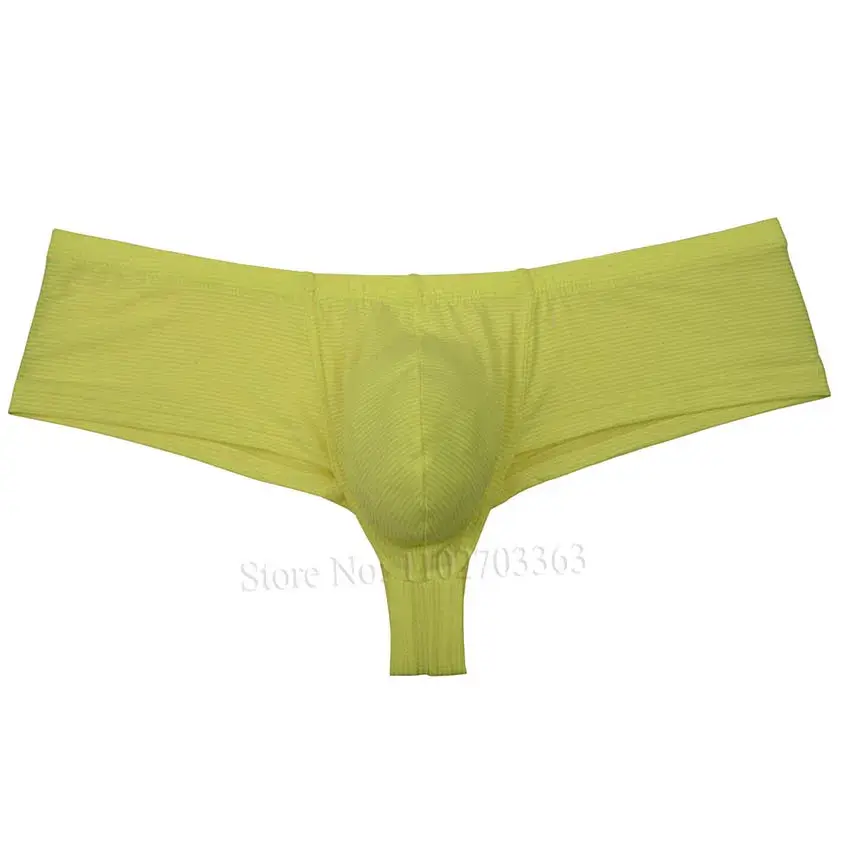 Cheeky Men's Solid Bikini Briefs Ice Silk Micro Boxer Underwear Male Slip Hipster Trunks Bulge Pouch Beach Shorts Underpant Soft