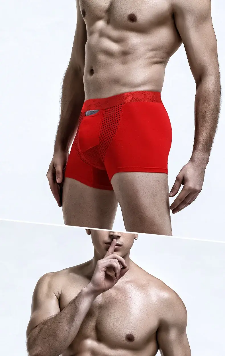 Nam Võ Sĩ Quần Short Đẩy Lên Quần Lót Modal Pantie Người Thoáng Khí Từ Băng Lụa Viên Đạn Tách Túi Quần Lót Cueca