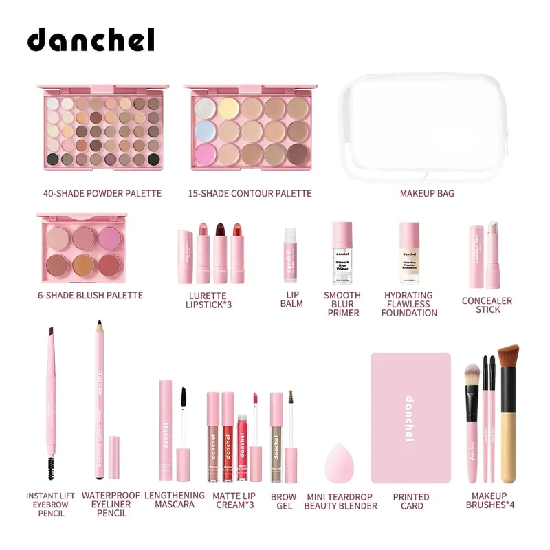Face Makeup Set Eyeshadow Contour Blush Lipstick Foundation Concealer Eyebrow Eyeliner Mascara Cosmetic Kit With Makeup Brushes — image 6