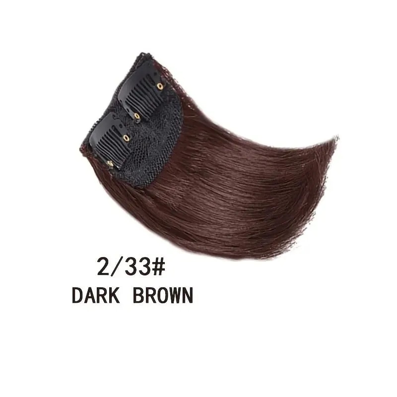 Synthetic 10cm Clip In Hair Extensions Short Straight Topper Invisible Seamless Side Cover Hairpiece Natural Volume Easy Wear