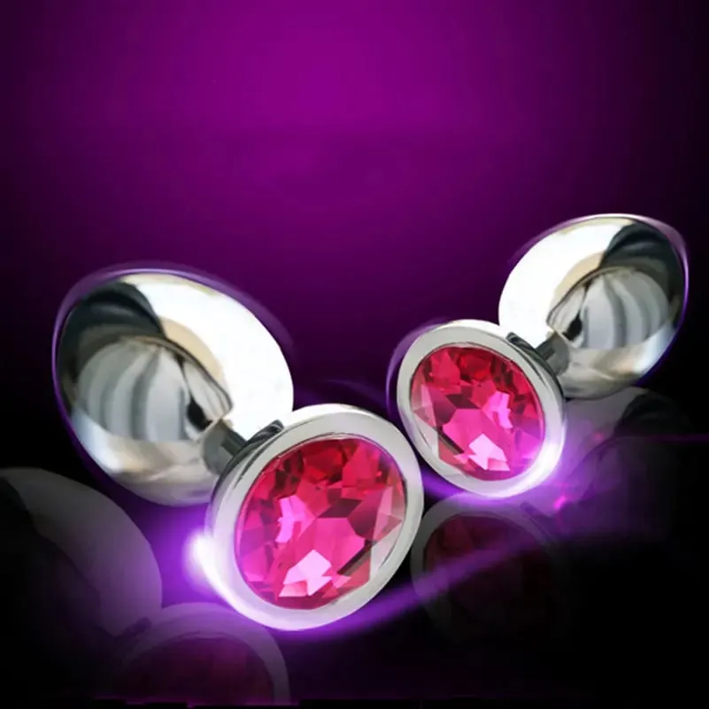 Petite Crystal Stainless Steel Silver Butt Plug Waterproof Round flared base hot Sex Products couples lover