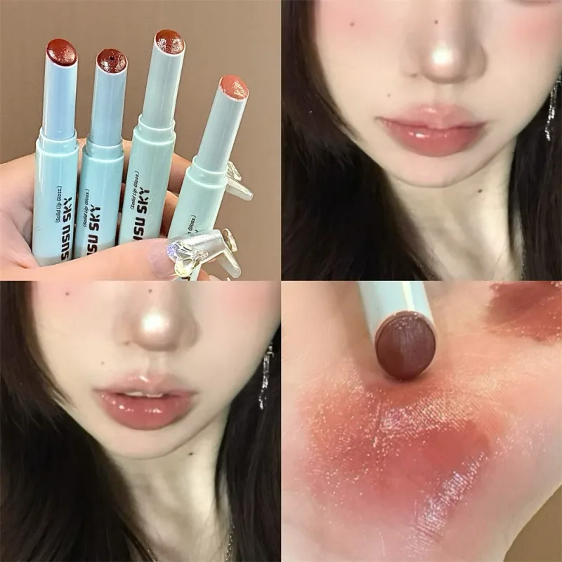 Jelly Solid Lip Gloss Mirror Orange Red Moisturizing Watery Colored Lip Balm Non-stain Cup Long Lasting Plumping Lipstick Makeup