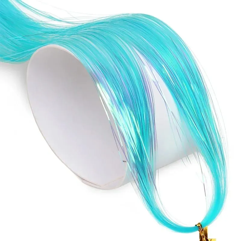 Rainbow Hair Tinsel Kit 6pcs 1200 Strands Glitter Tinsel Hair Extensions Heat Resistant Sparkling Shiny Fairy Hair Acc