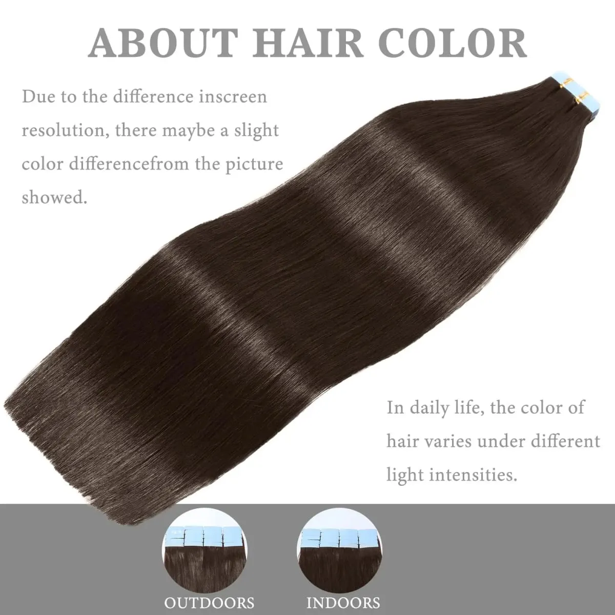 Dark Brown Tape in Hair Extensions Human Hair 18inch 50g 20pcs Seamless Remy Straight Hair Invisible Tape in Hair Extensions