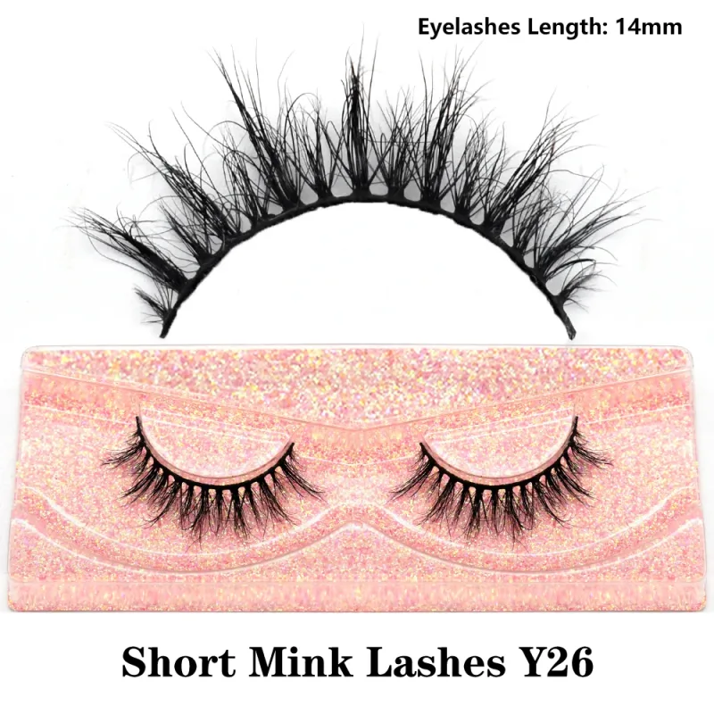 Real Mink Fluffy Short Eye Lashes Extension Wispy Soft Natural Short False Eyelashes Daily Wear Full Strip Lashes Makeup