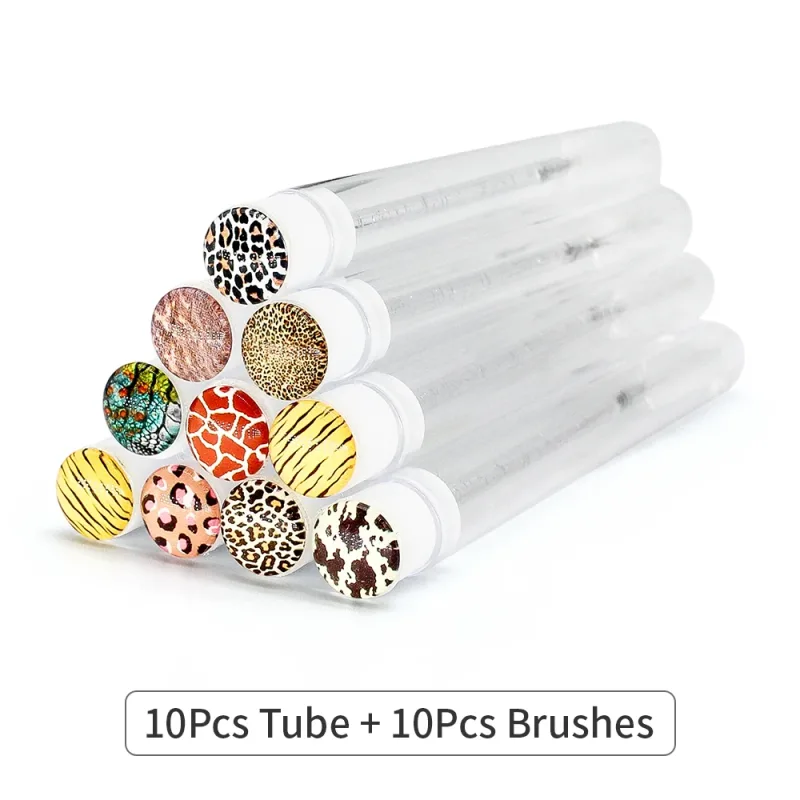 10/50pcs Leopard Style Reusable Makeup Brushes Tube Eyelashes Eyebrow Brush Replaceable Brushes Dust-proof Make Up Tools