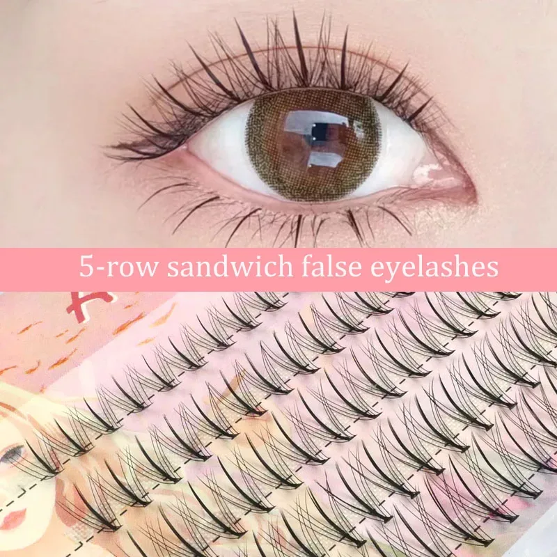 Anlinnet Fishtail + A-type Mixed Hair Five Rows Mixed Natural False Eyelashes Self-Grafting Single Cluster Eyelashes Eye Lash Fa