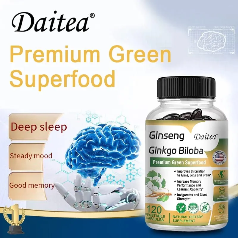 Ginseng Premium + Ginkgo - Nootropic Brain Supplement Memori & Kepekatan Peredaran & Tenaga 120 Kapsul