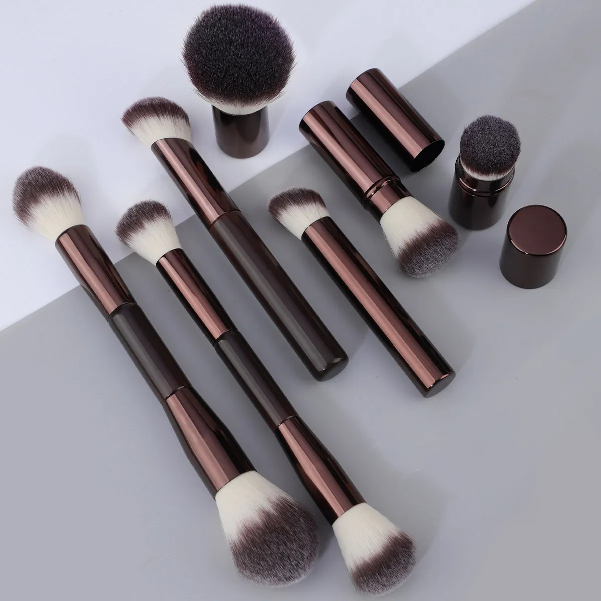 7PCS Makeup Brushes Set Double Head Foundation Brush Face Contour Sculpting Makeup Tool Soft Fluffy Loose Powder Brush