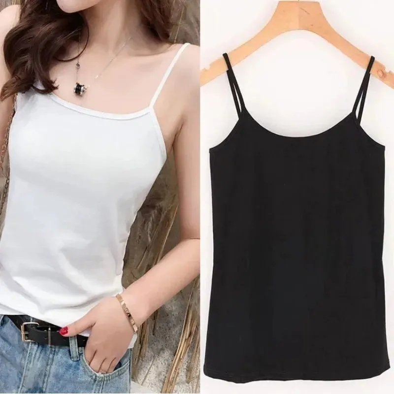 Düz Renk Kolsuz Kaşkorse Yelek Rahat Temel Ince Tank Top Tüm Maç Günlük Kadın Yaz Moda streetwear üstleri iç çamaşırı