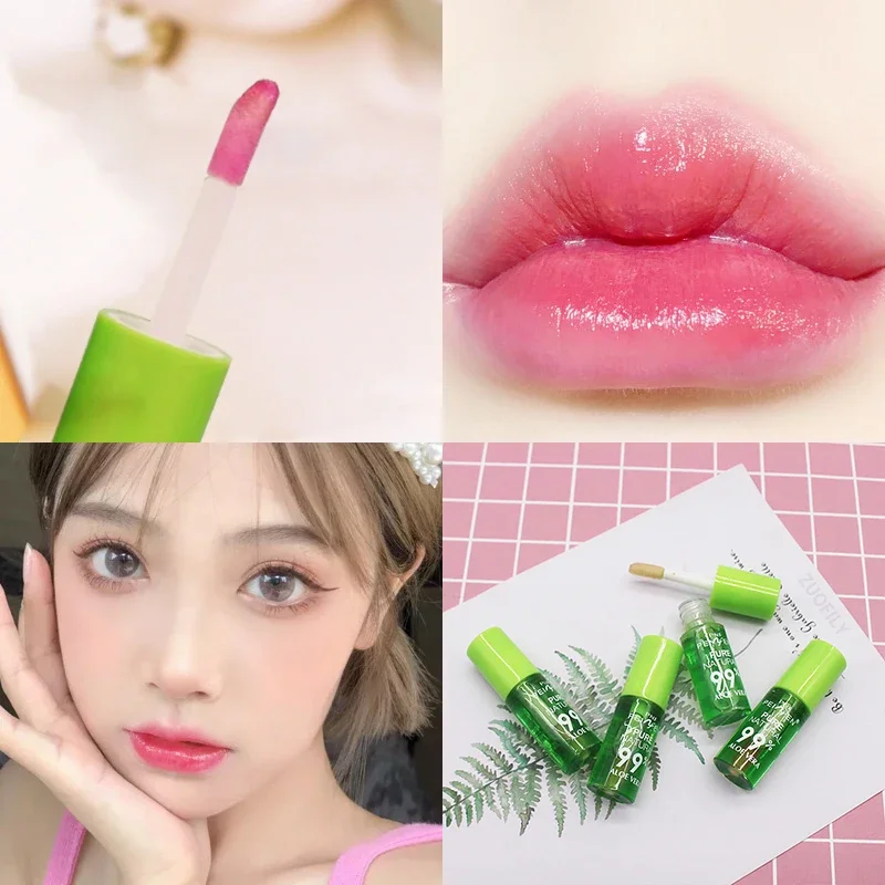 1PCS Moisturizing Natural Aloe Essence Lip Gloss Changable Color Portable Waterproof Long Lasting Nutritious Lips Care Lipstick — image 3