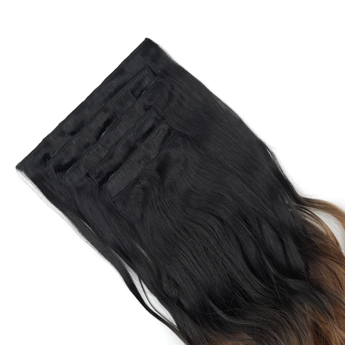 คลิปในส่วนขยายของผม 6PCS Hairpiece 20 นิ้วยาวหยักสังเคราะห์หนา Double Weft ผมสำหรับผู้หญิงสีไล่ระดับสีทุกวันใช้