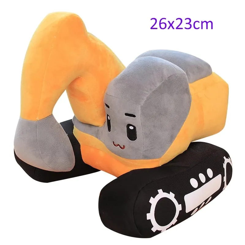 Simulation Tractor&Excavator Plush Toys Kawaii Car Dolls Stuffed Soft Vehicle Pillow Creative Christmas Birthday Gift for Kids