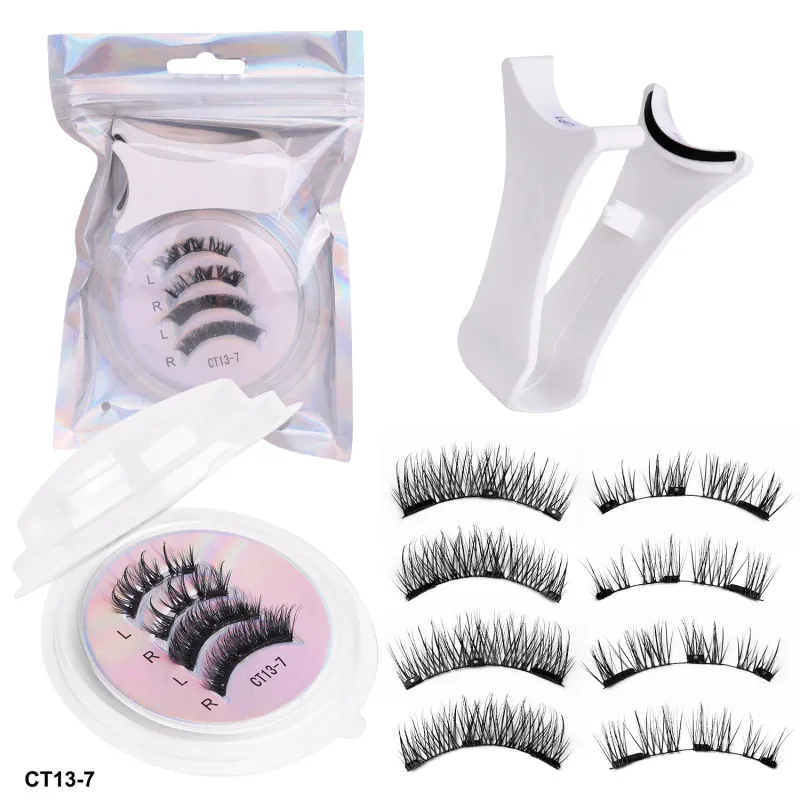 2Pairs Magnetic Eyelashes Thick Cat False Eye Lashes Makeup Set Reusable Glue-free Flully and Curly Customized And Wholesale