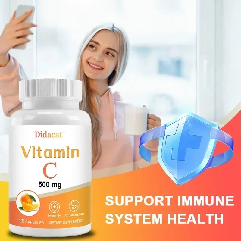 Vitamin C 500 mg 120 Capsules - High Absorption Antioxidant Supplement Immune System and Collagen Supplement Non-GMO