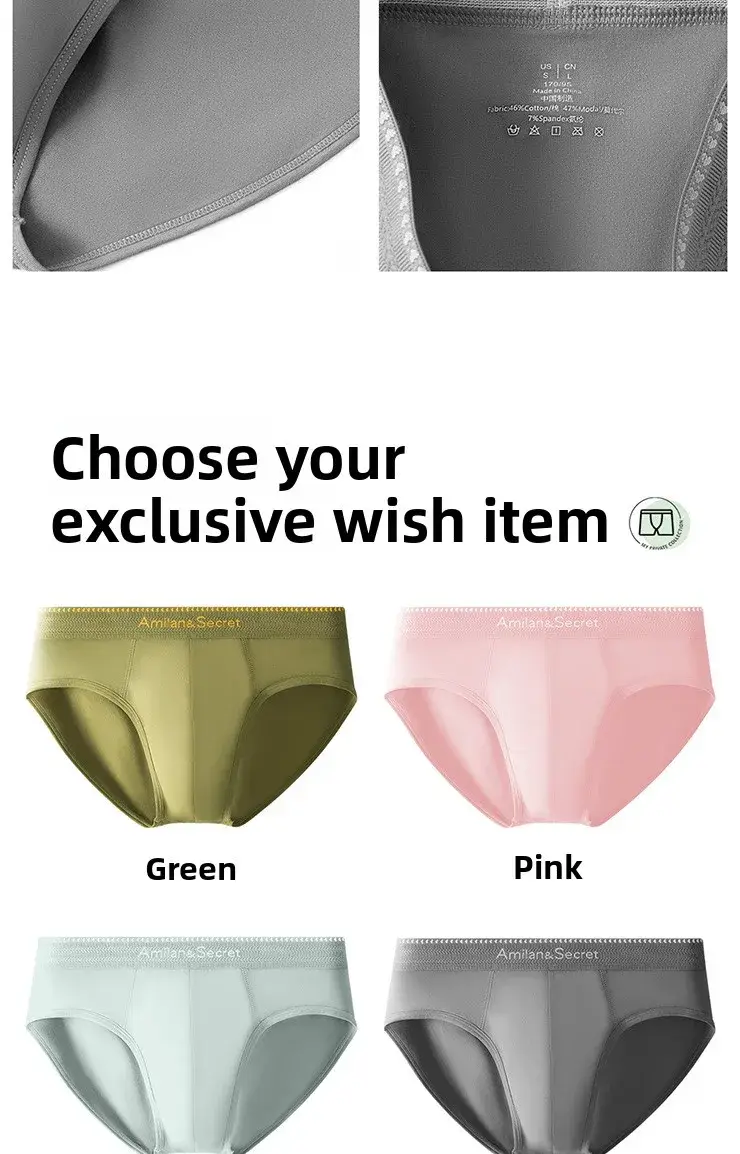 3Pcs Men's Modal Briefs Mid‑Waist U‑Pouch No‑Fly Solid Triangle Underpants Soft Breathable Athletic Daily Men Underwear