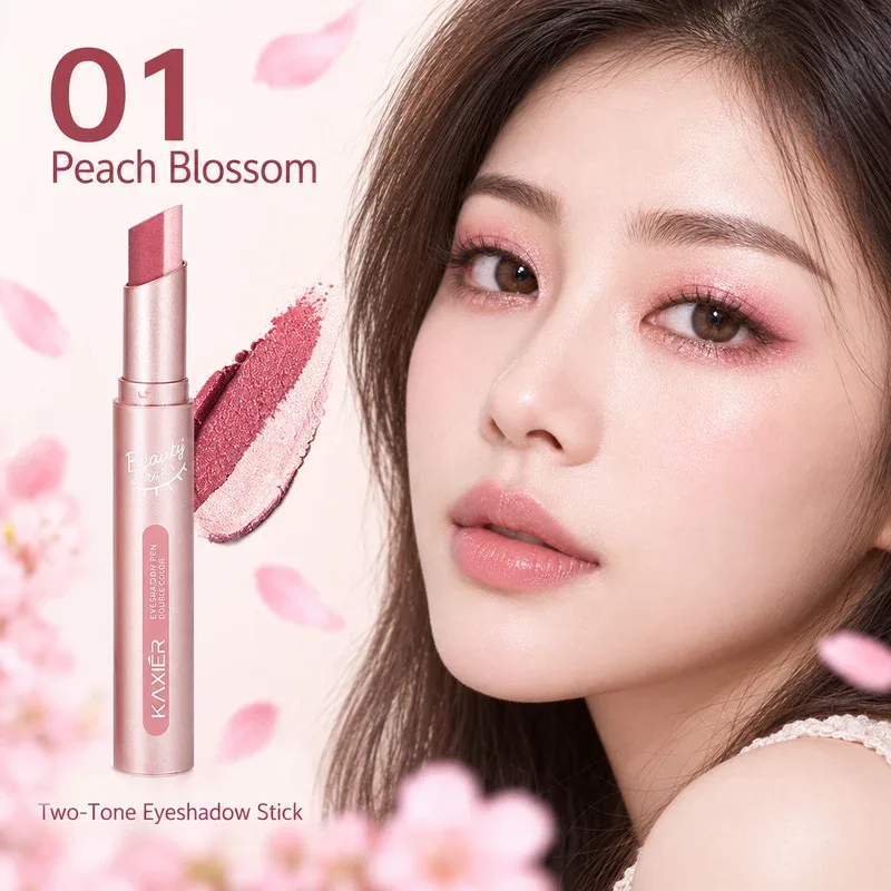 Two Tone Eyeshadow Stick Creamy Shimmer Eye Shadow Blendable Gradient Eye Makeup 6 Shades for Everyday and Party Looks