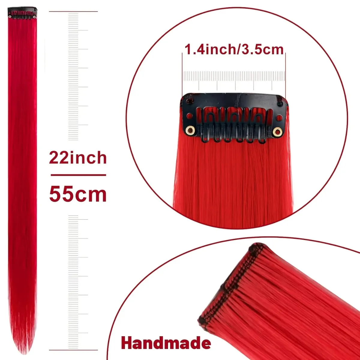 12PCS/Pack Colored Party Highlights Clip in Hair Extensions for Girls 22 Inches Omber Colors Straight Hair Synthetic Hairpieces