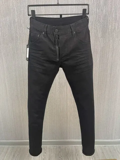 D2 Hombres Jeans Pantalones De Mezclilla Agujero Slim Lápiz Pantalones Botones De Metal Clásicos De Fiesta Moda Negro DSQ2 JENAS