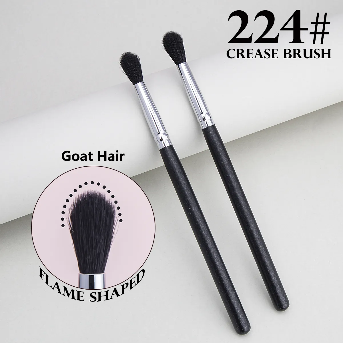 224 Crease Brush Eye Shadow Crease Blending Makeup Brushes High Quality Flame Shape Goat Hair Eye Shadow Crease Makeup Tool — image 5